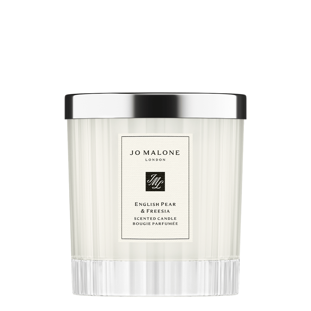 English Pear & Freesia Home Candle – Fluted Glass Edition
